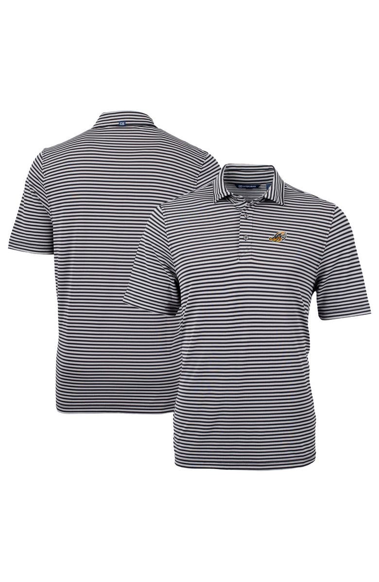 Cutter & Buck Men's Cutter & Buck Black Akron RubberDucks Big & Tall Virtue Eco Pique Stripe Recycled DryTec Polo, Alternate, color, 