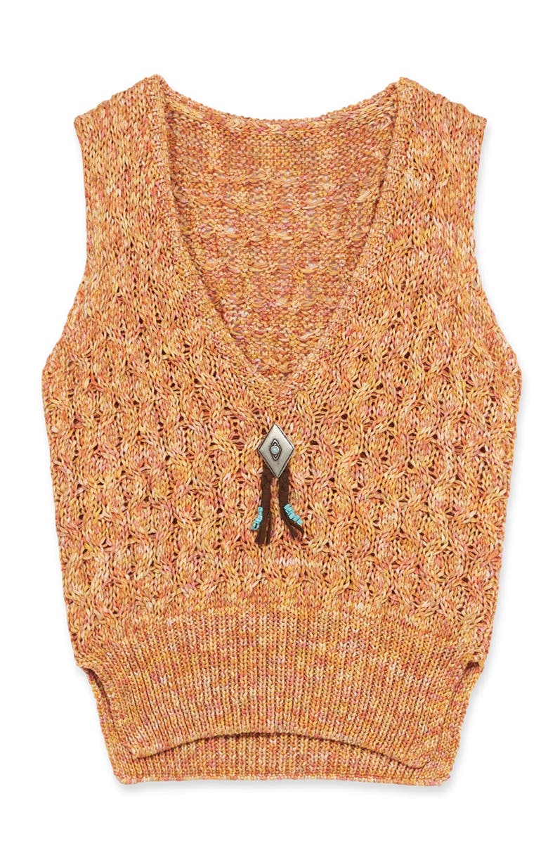 Fortela Lizzy Melange Cotton Knit Vest, Main, color, Orange
