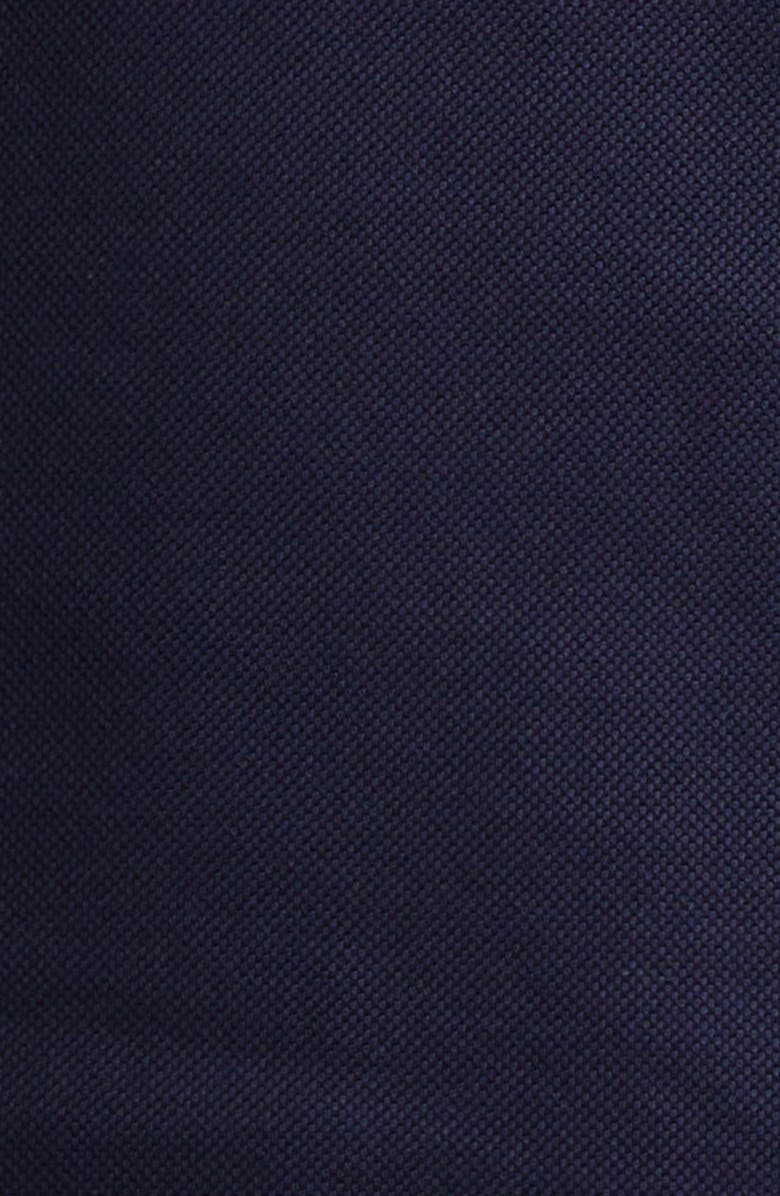 Versace Stripe Collar Cotton Piqué Polo, Alternate, color, Navy Blue