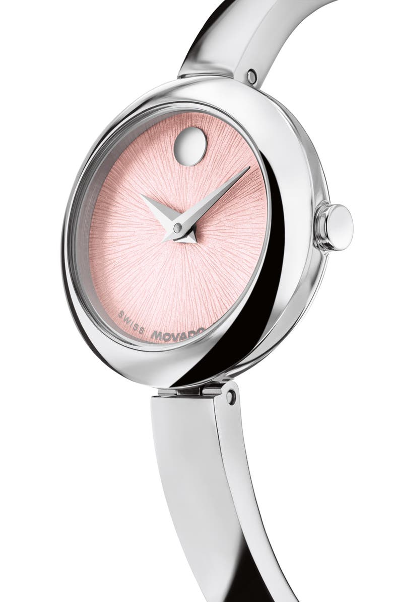 Movado Museum Round Bangle Watch, 21.50mm X 7.45mm, Alternate, color, Pink