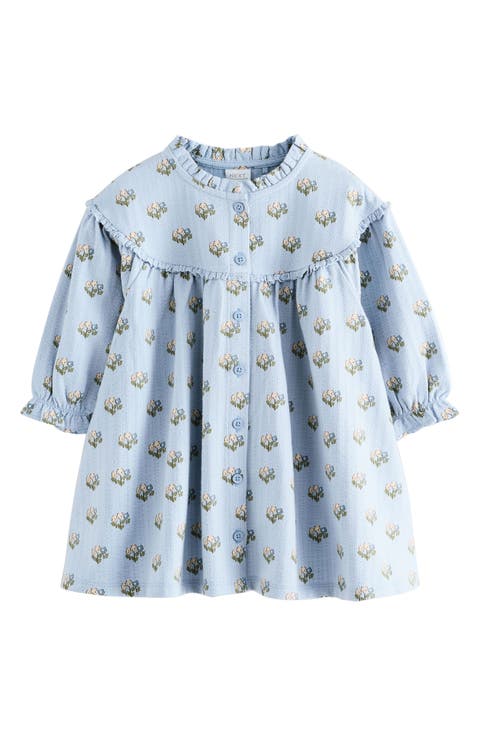 Kids' Floral Long Sleeve Cotton Dress (Little Kid)