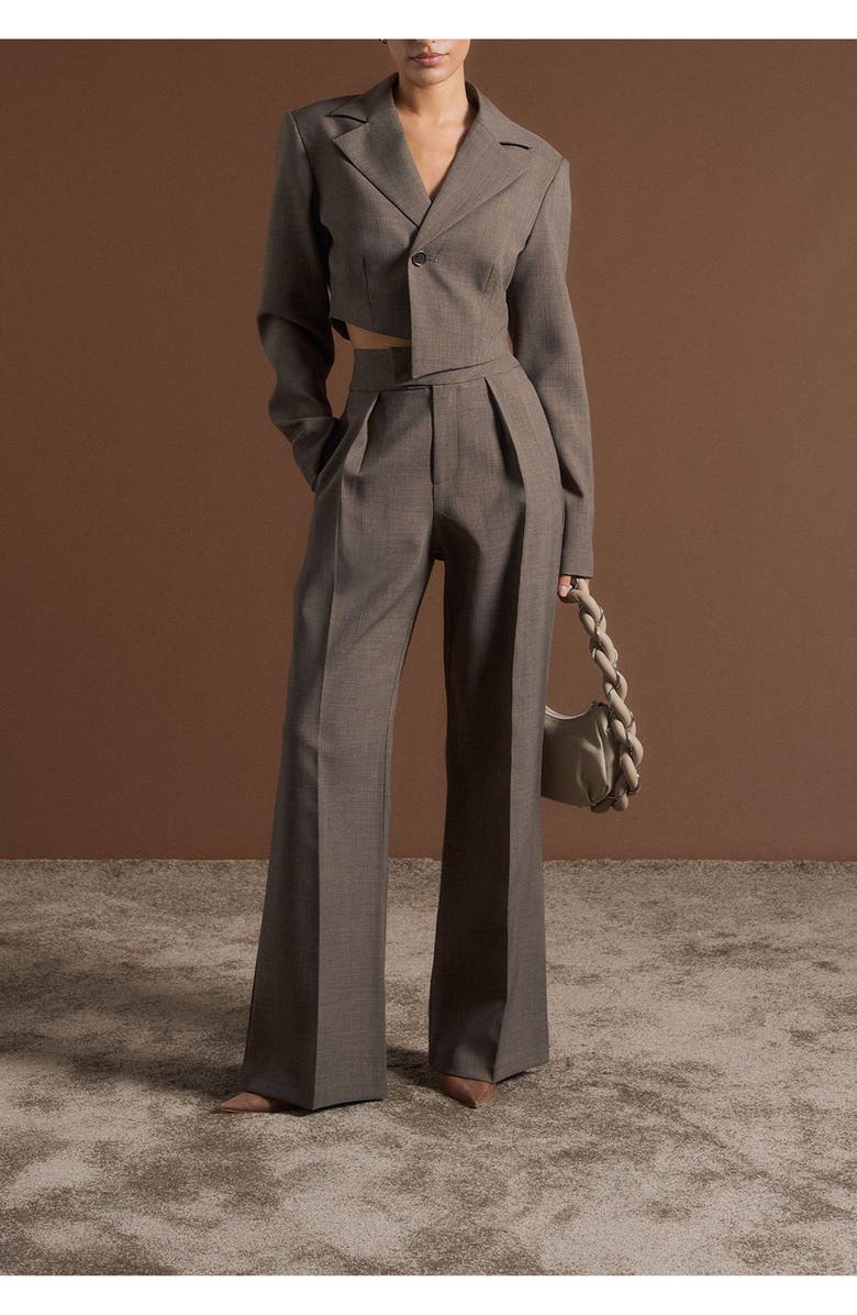 Manière De Voir Elsa High Waisted Tailored Trousers, Alternate, color, Dark Taupe