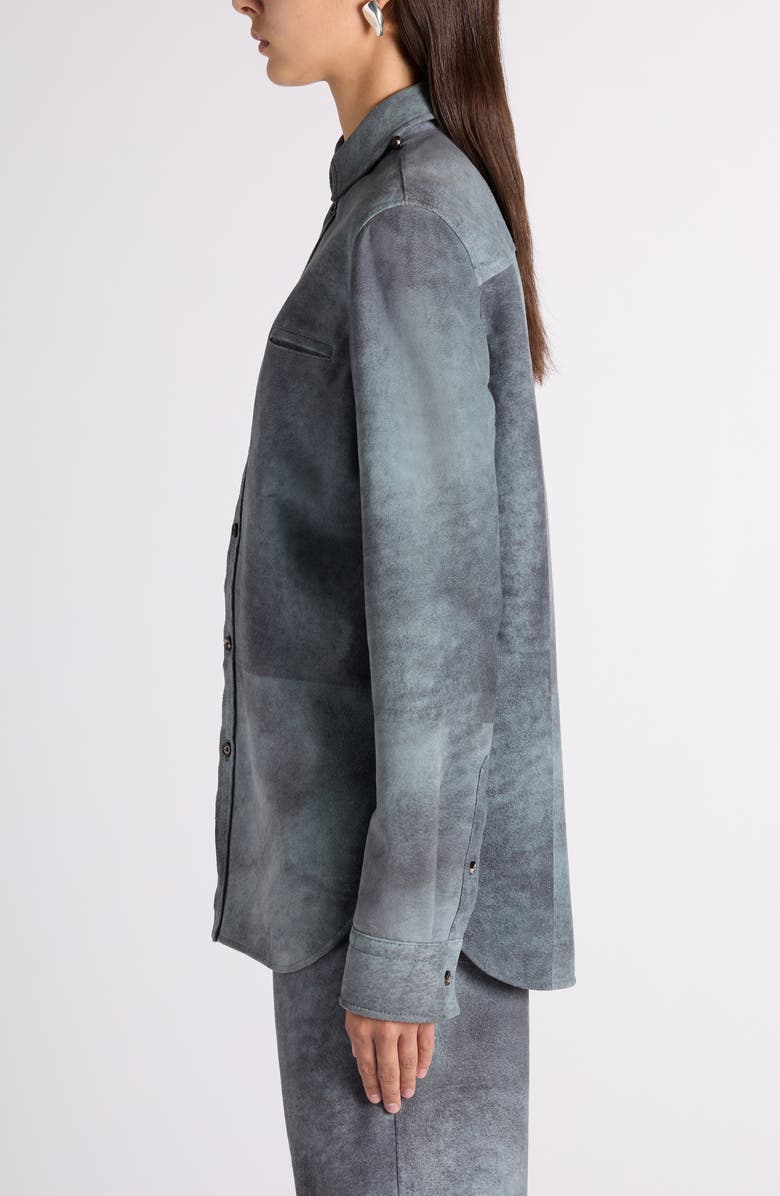 Bottega Veneta Cloudy Suede Button-Up Shirt, Alternate, color, 4690 Cloudy Indigo