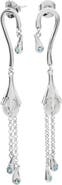 Lucy Quartermaine Pearl Drop Earrings with Blue Swarovski Crystals