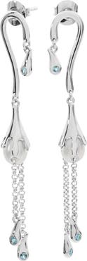 Lucy Quartermaine Pearl Drop Earrings with Blue Swarovski Crystals