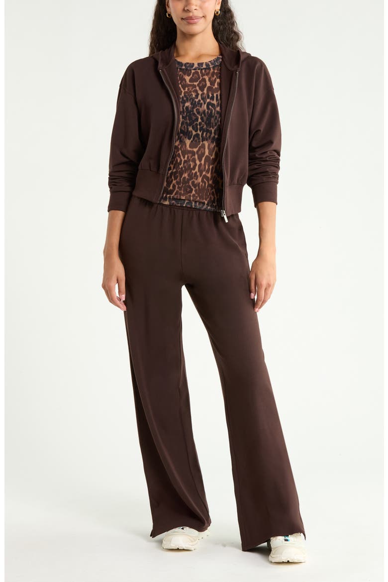 Weekend Stretch Cotton Blend French Terry Hoodie, Alternate, color, BROWN MOLE'
