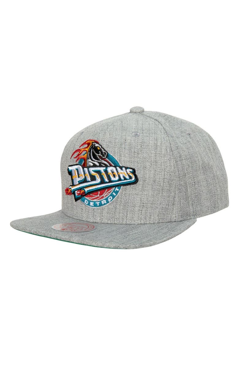 Mitchell & Ness Men's Mitchell & Ness Heather Gray Detroit Pistons Hardwood Classics 2.0 Snapback Hat, Main, color, Heather Gray