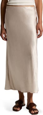 Vince Side Slit Matte Satin Slip Skirt