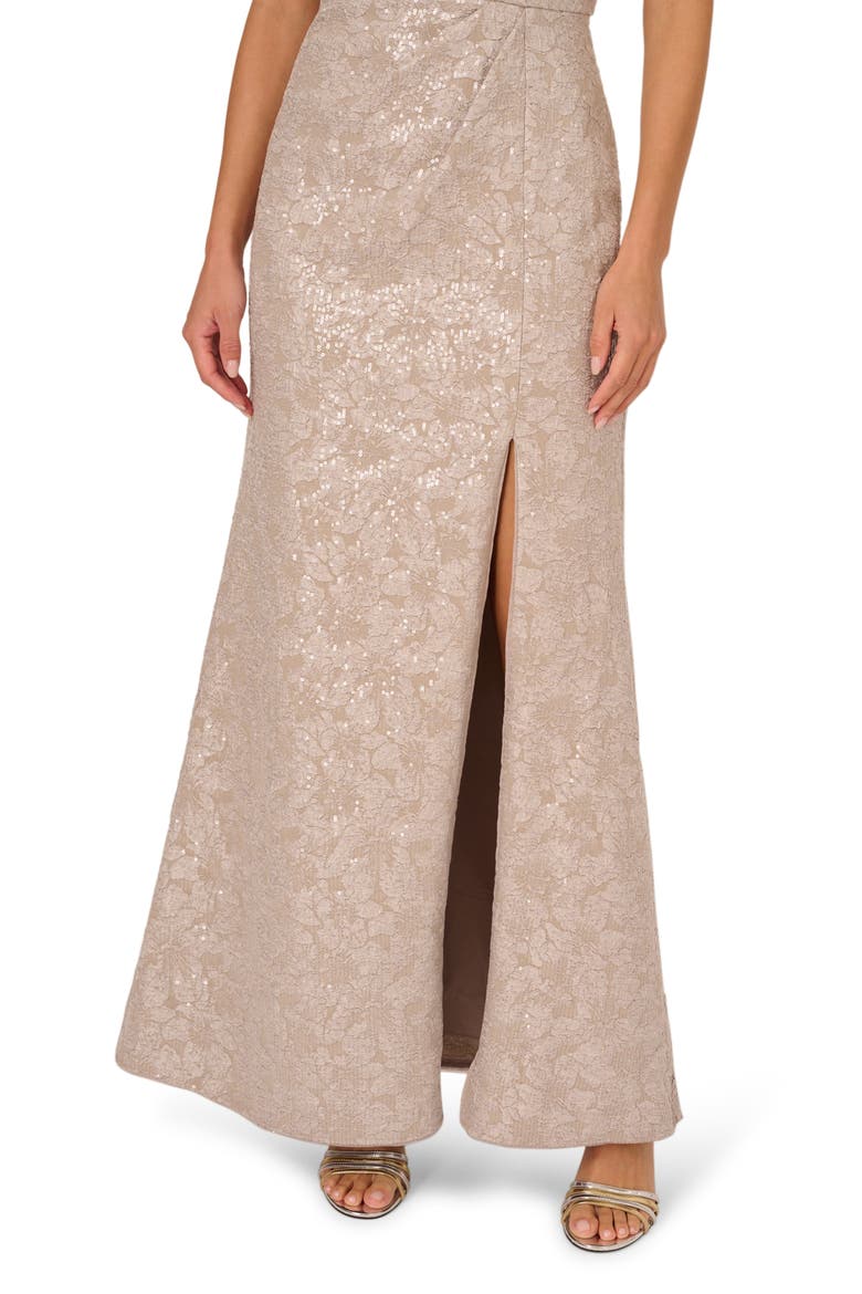 One Shoulder Sequin Jacquard Gown, Alternate, color, MARBLE