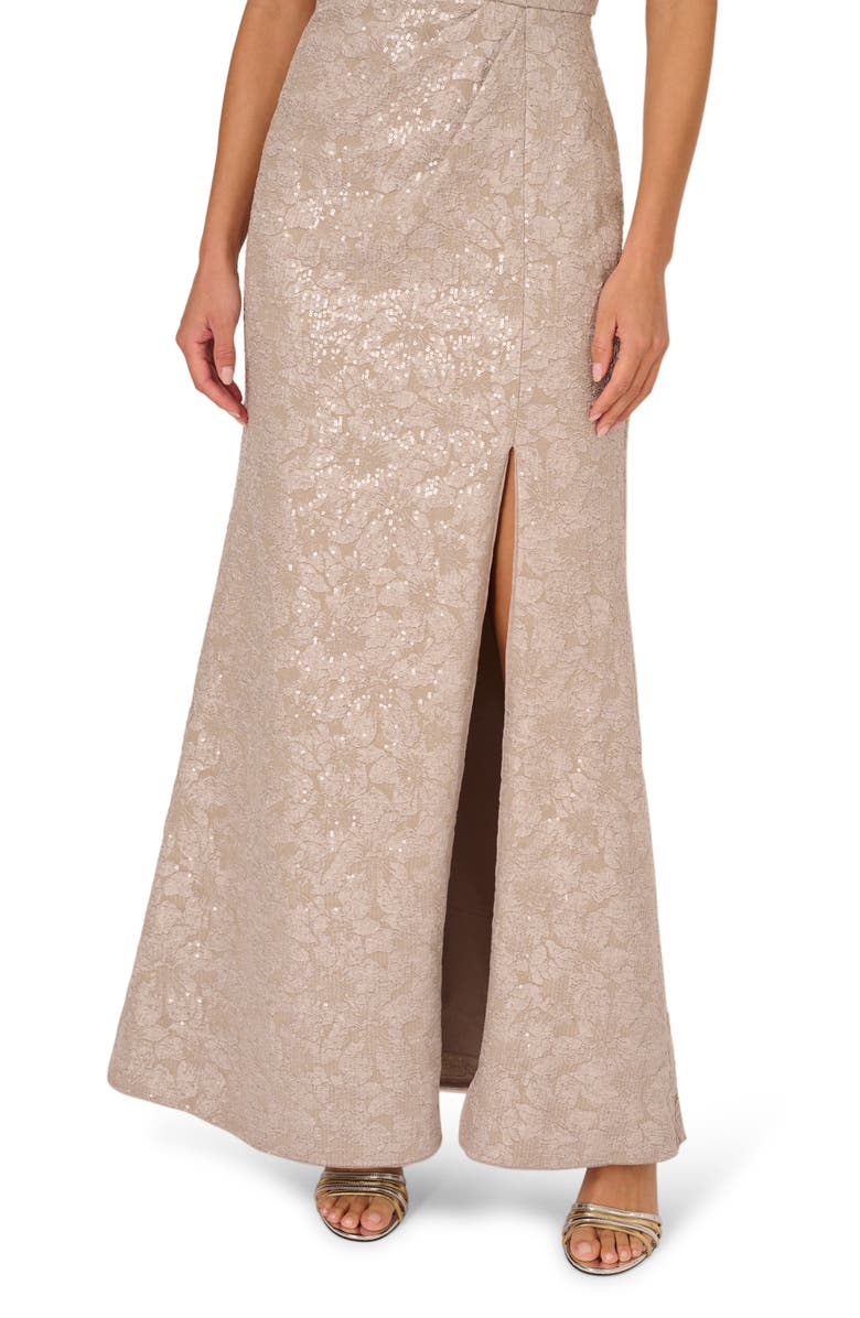 Adrianna Papell One Shoulder Sequin Jacquard Gown, Alternate, color, Marble