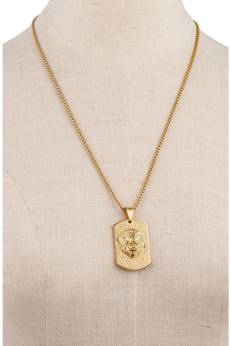 Men's Lion Head Pendant Necklace, Alternate, color, GOLD