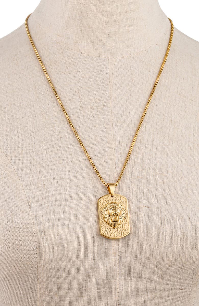 EYE CANDY LOS ANGELES Men's Lion Head Pendant Necklace, Alternate, color, Gold