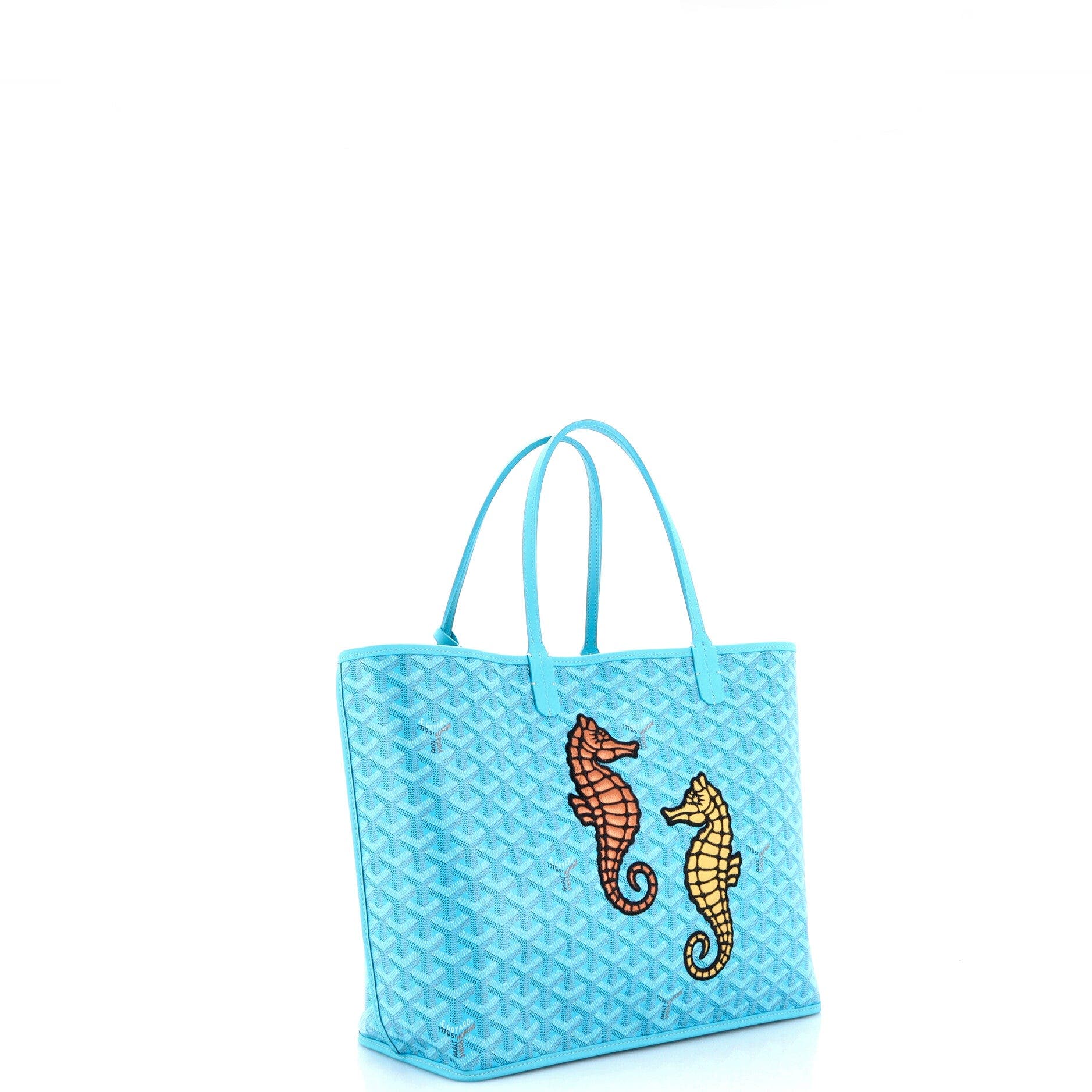 Anjou Reversible Tote Embroidered Coated Canvas PM, Alternate, color, Blue