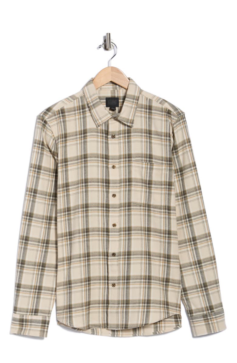 14th & Union Plaid Flannel Button-Up Shirt, Alternate, color, Beige Cole Plaid