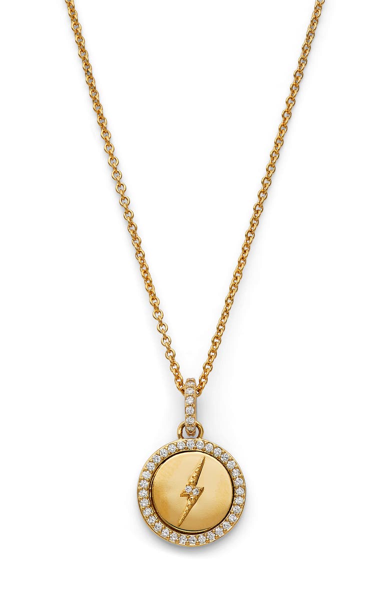 Nadri Adore CZ Pave Bolt Medallion Necklace, Main, color, 