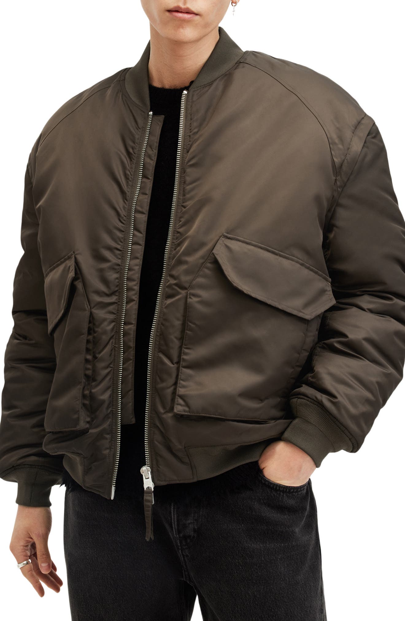 AllSaints Hawk Insulated Nylon Bomber Jacket