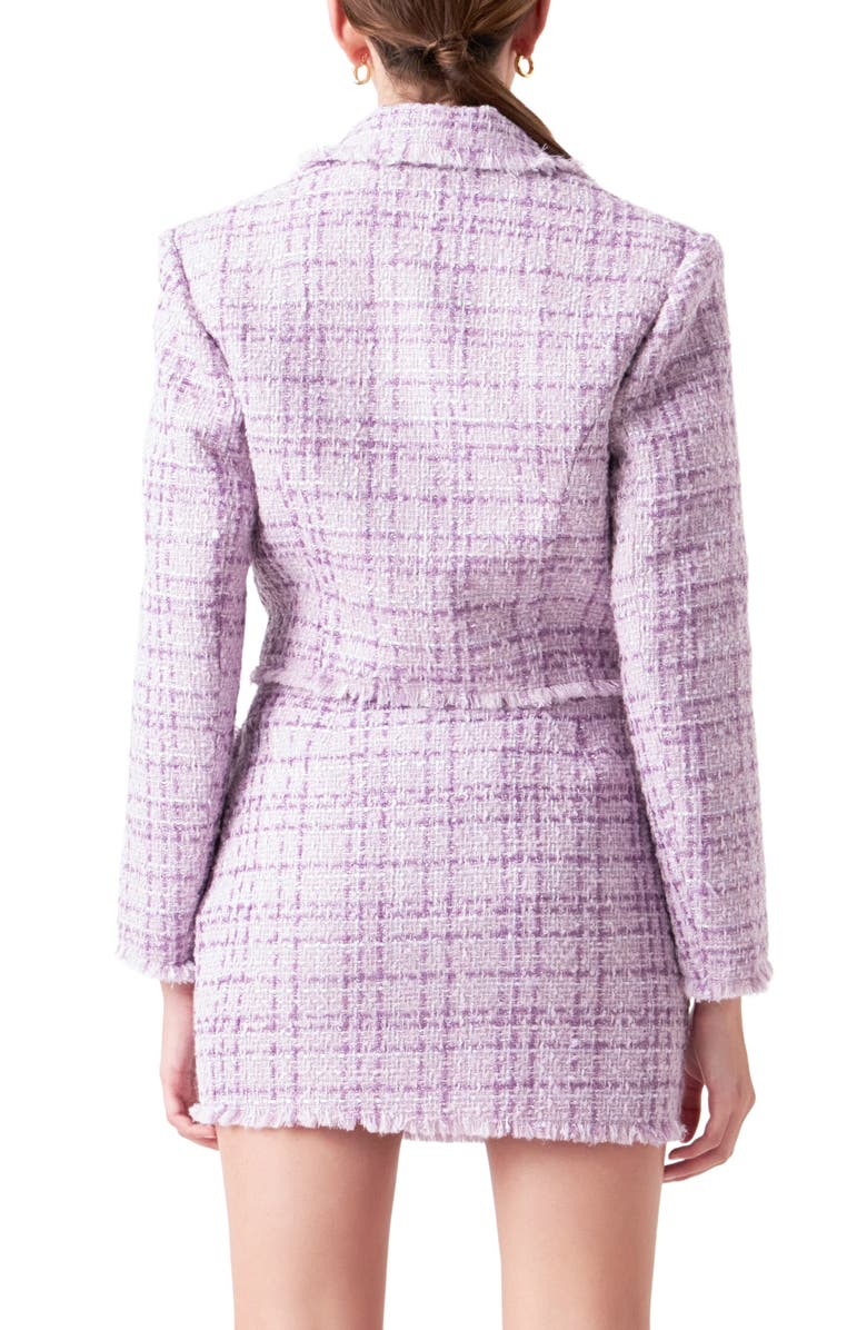 Endless Rose Tonal Bouclé Tweed Blazer, Alternate, color, Purple