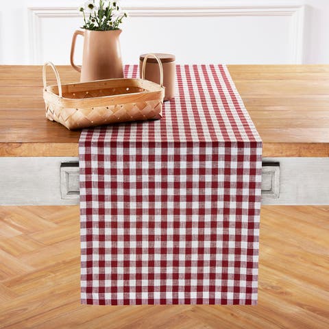 Linen Table Runner for Dining Table, Holiday and Everyday Table Decor - Gingham Check