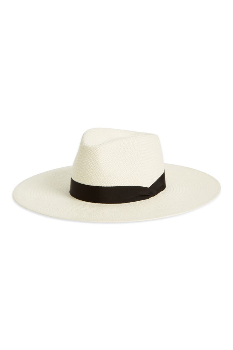Wide Brim Panama Hat, Main, color, WHITE