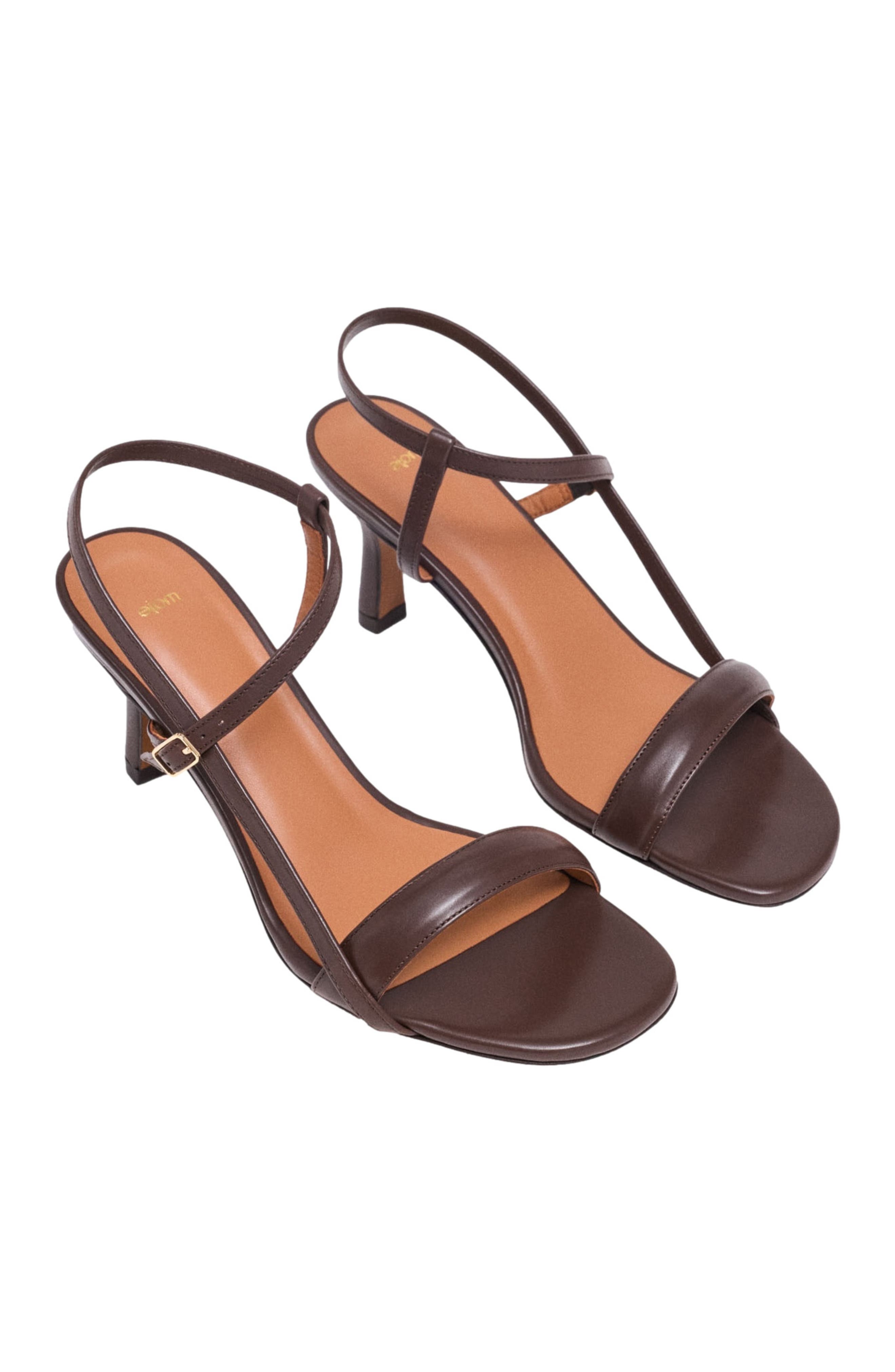 Strappy leather sandals, Alternate, color, Brown