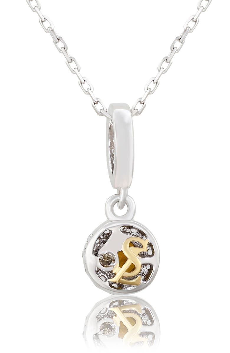 SUZY LEVIAN Sterling Silver Yellow Sapphire & Lab Created White Sapphire Halo Pendant Necklace, Alternate, color,