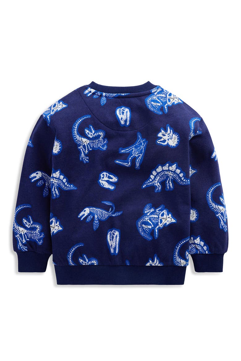 Kids' Glow Dino Printed Sweatshirt, Alternate, color, COLLEGE NAVY DINO