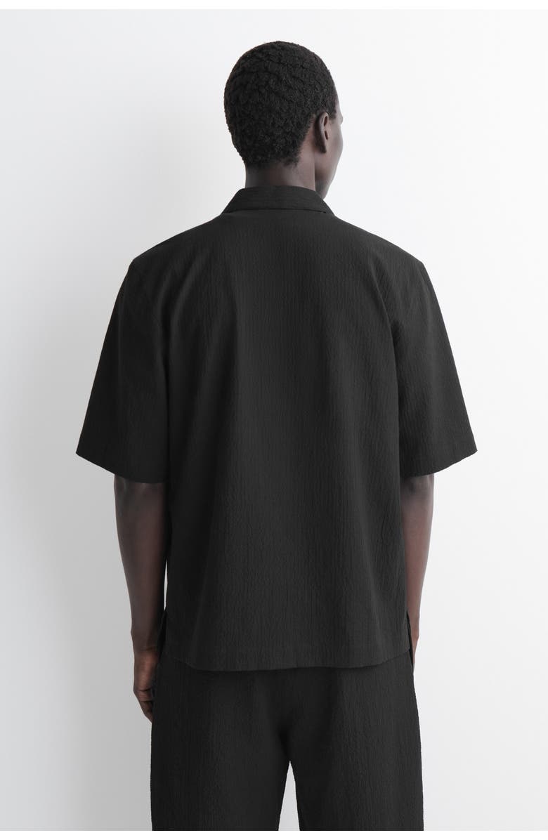 COS Seersucker Resort Shirt, Alternate, color, Black