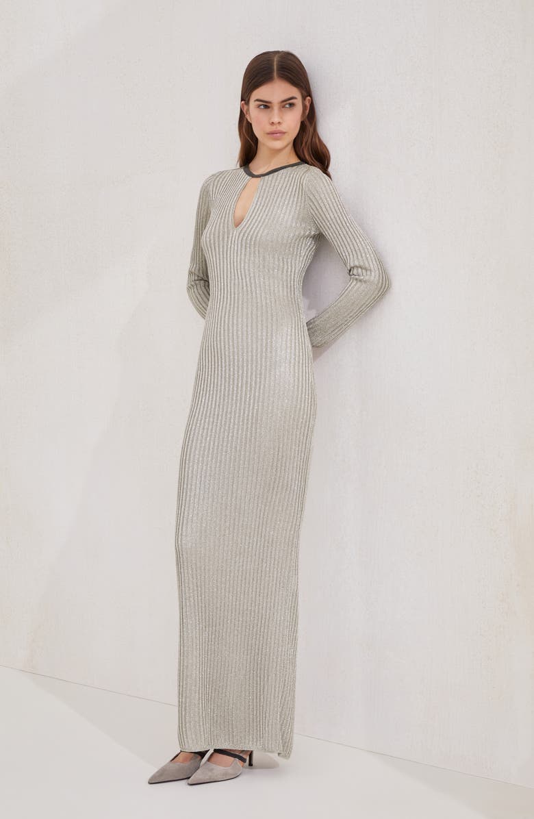 Brunello Cucinelli Sparkling knit dress with monili, Alternate, color, Sand