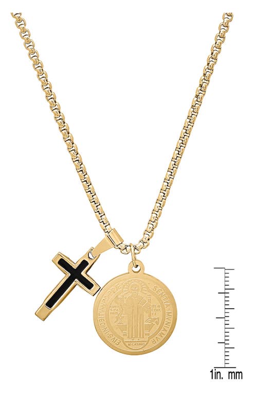 Hmy Jewelry Cross & Coin Pendant Necklace In Multi