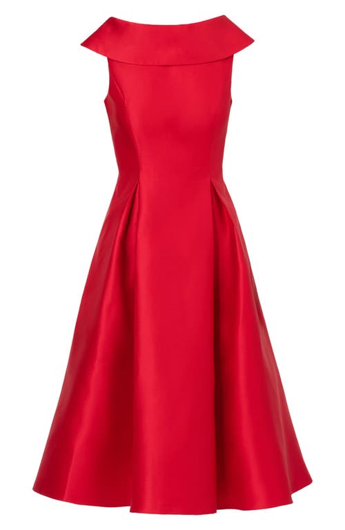 Adrianna Papell Roll Neck Mikado Fit & Flare Dress In Red