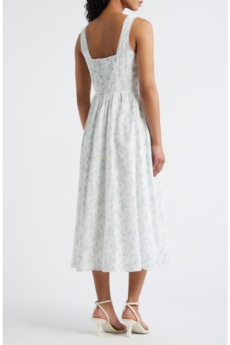 Becca Ditsy Floral Swiss Dot A-Line Midi Dress, Alternate, color, MINT/ BLUE MULTI
