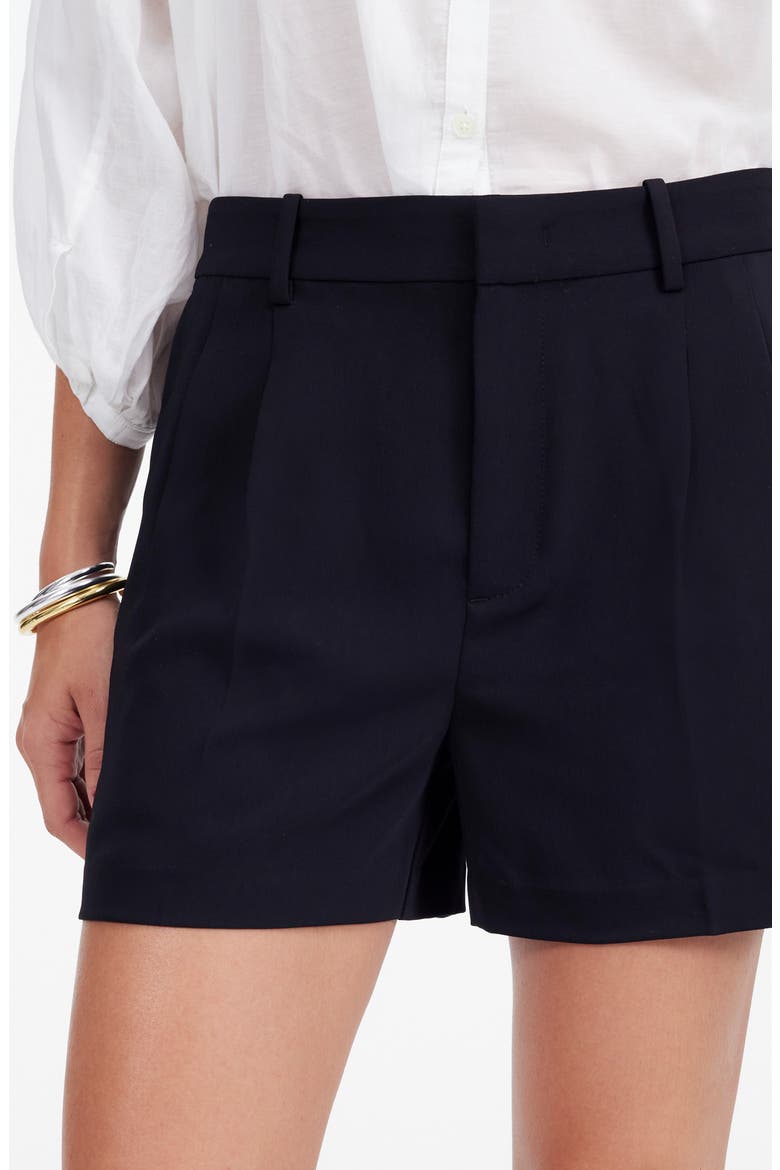 Easy Pleated Crepe Trouser Shorts, Alternate, color, JET BLACK