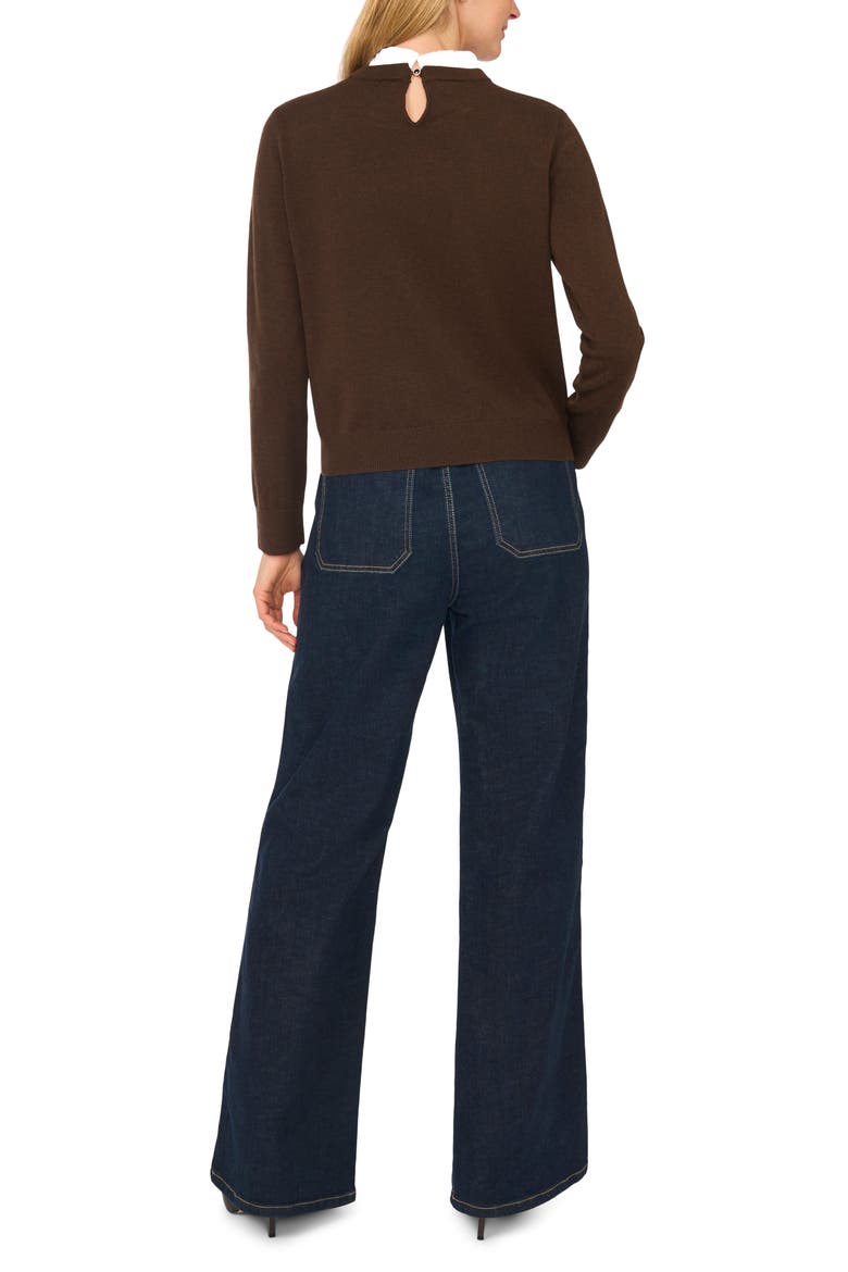 Ruffle Neck Layered Sweater, Alternate, color, RICH HICKORY