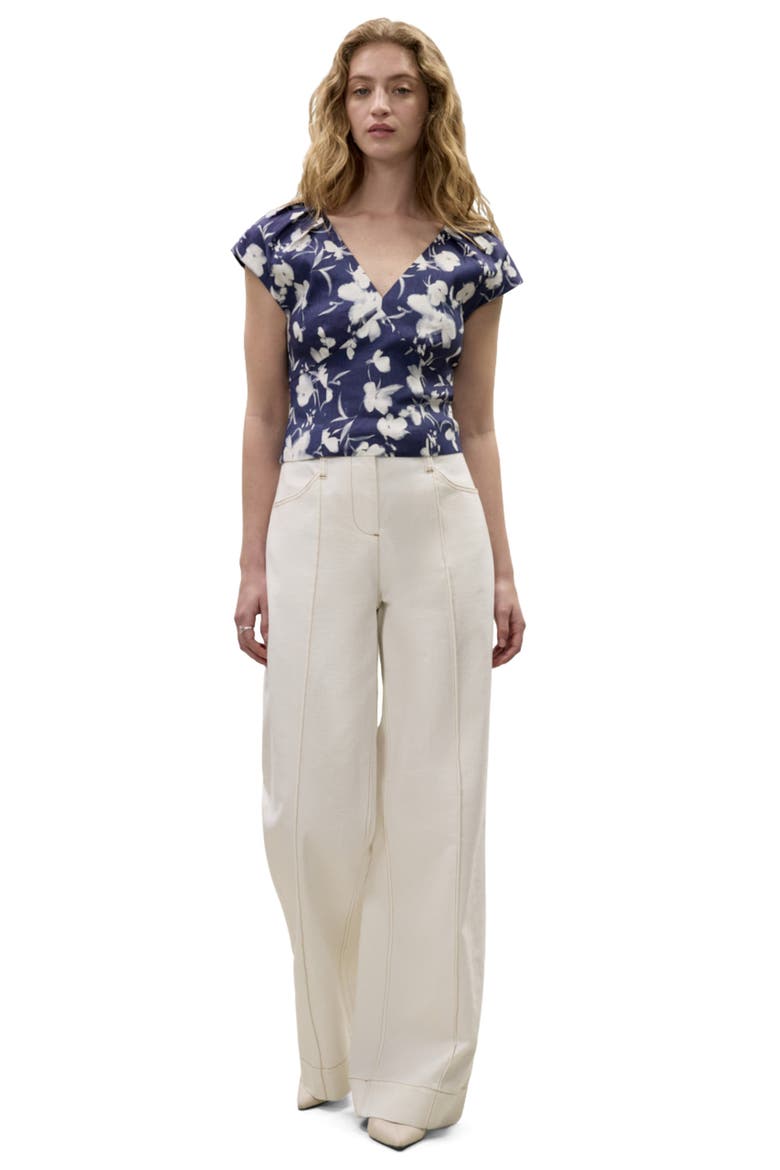 Bea Linen Blouse, Alternate, color, Navy Combo