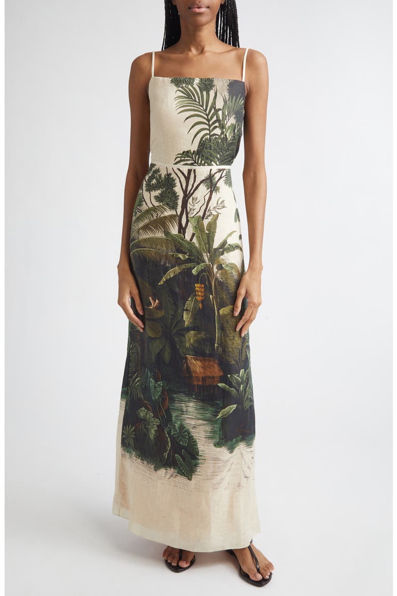Andean Mythology Maxi Dress, Main, color, ECRU / GREEN