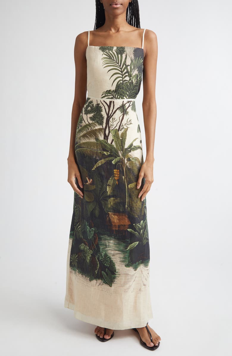 Johanna Ortiz Andean Mythology Maxi Dress, Main, color, Ecru / Green