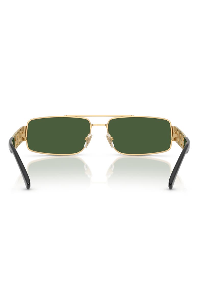 Versace 60mm Rectangular Sunglasses, Alternate, color, Gold / Dark Green