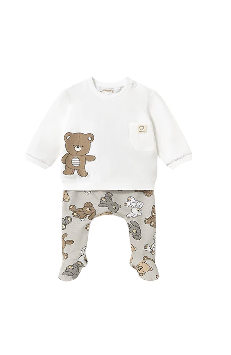 Mayoral 2 Piece Babygrow With Teddy Bears, Main, color, Beige