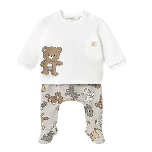 Mayoral 2 Piece Babygrow With Teddy Bears In Beige