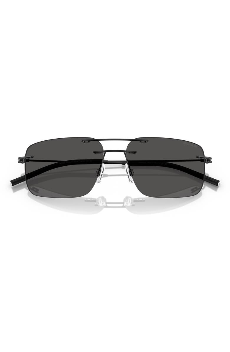 Moncler 56mm Rimless Rectangular Sunglasses, Alternate, color, Matte Black