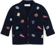 Ralph Lauren Varsity Schiffli Cotton Sweater Knit Cardigan