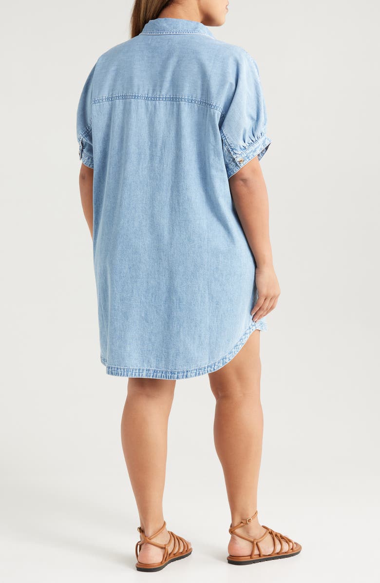 Treasure & Bond Chambray Polo Shift Dress, Alternate, color, Light Wash