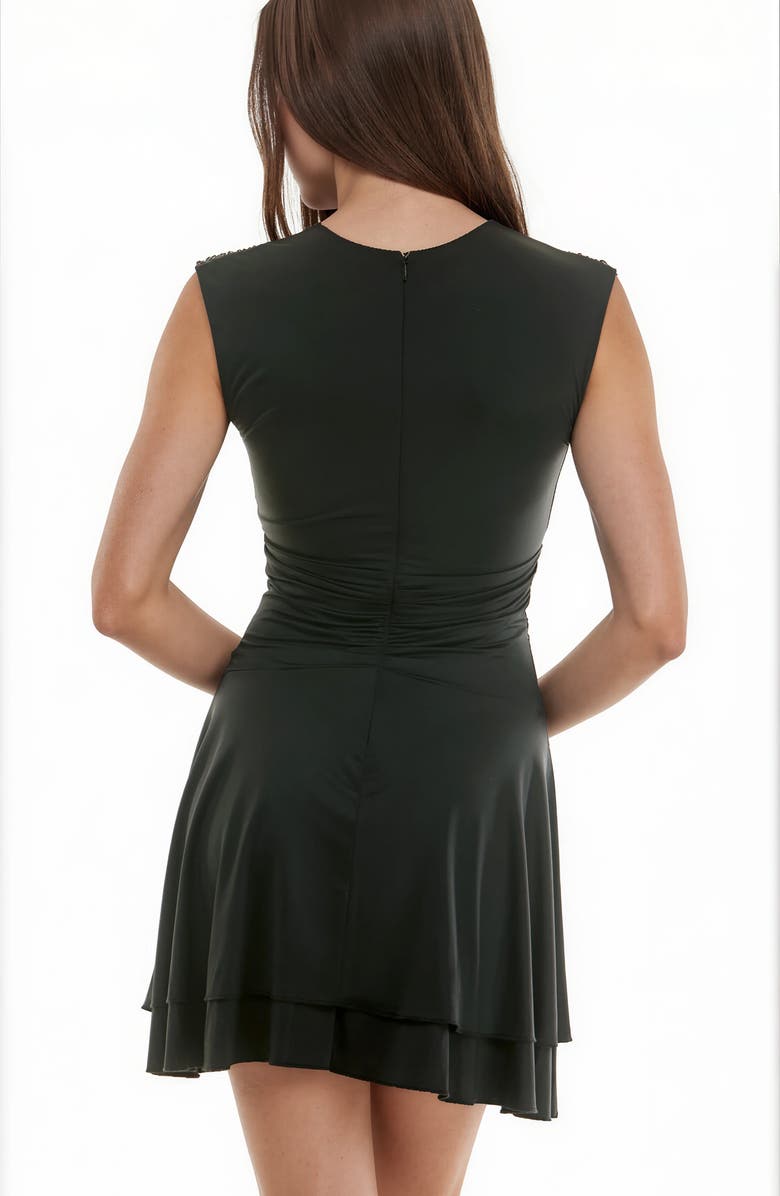 Socialite Ruched Tiered Minidress, Alternate, color, Black