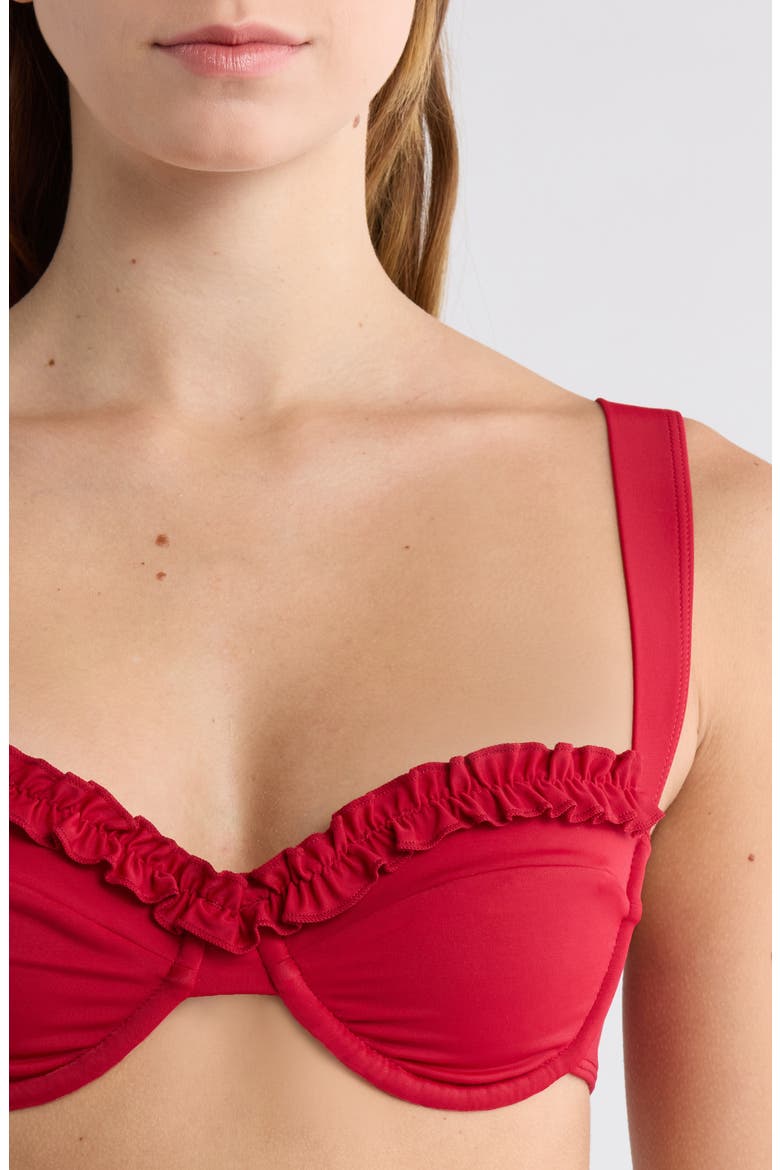 Elise Ruffle Bikini Top, Alternate, color, JESTER RED