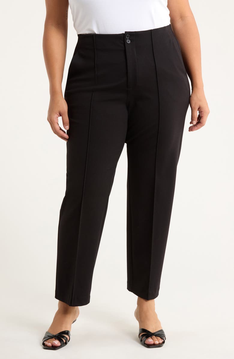 Liverpool Pintuck Pleat Front Slim Leg Pants, Main, color, Black