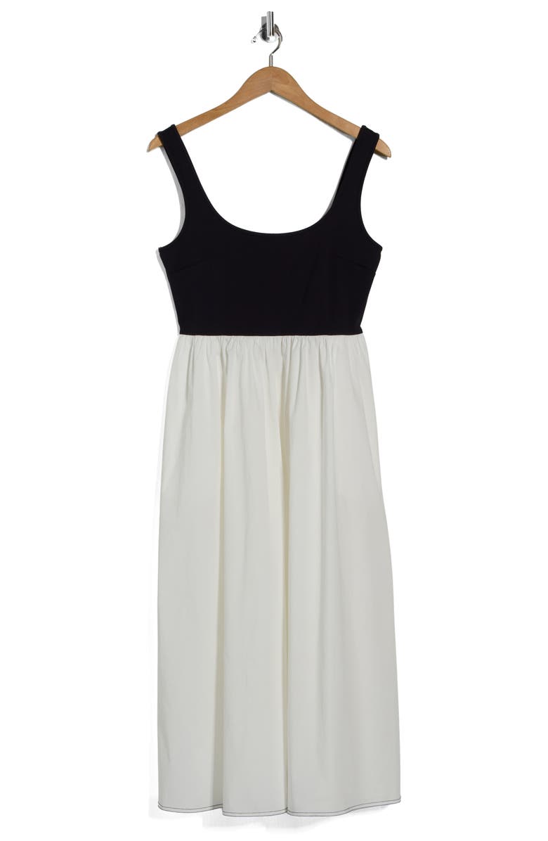 Diane von Furstenberg Selena Sleeveless Mixed Media Midi Dress, Main, color, White / Midnight