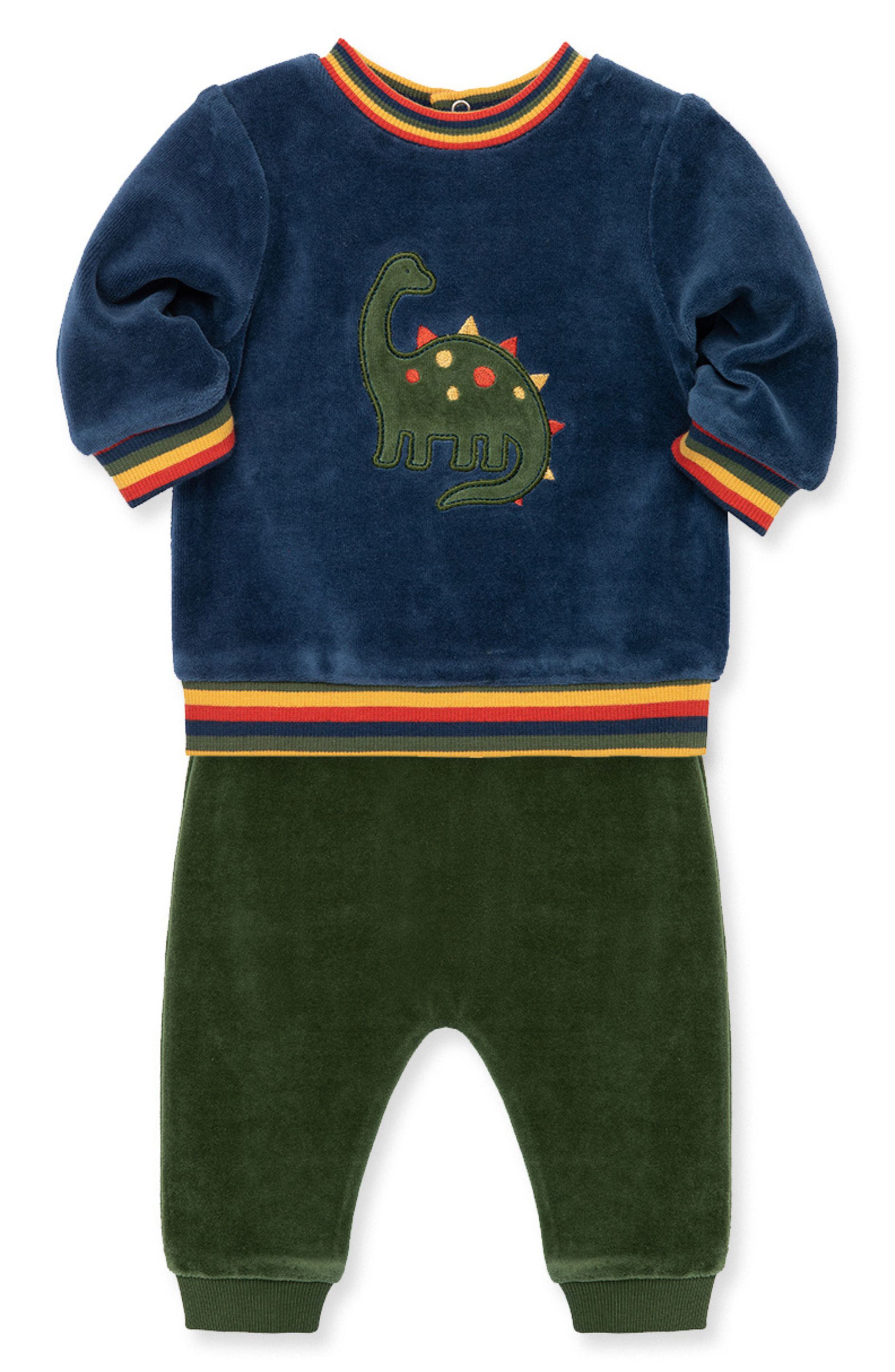 Little Me Dino Fun Velour 2-Piece Set (Men) | Nordstromrack
