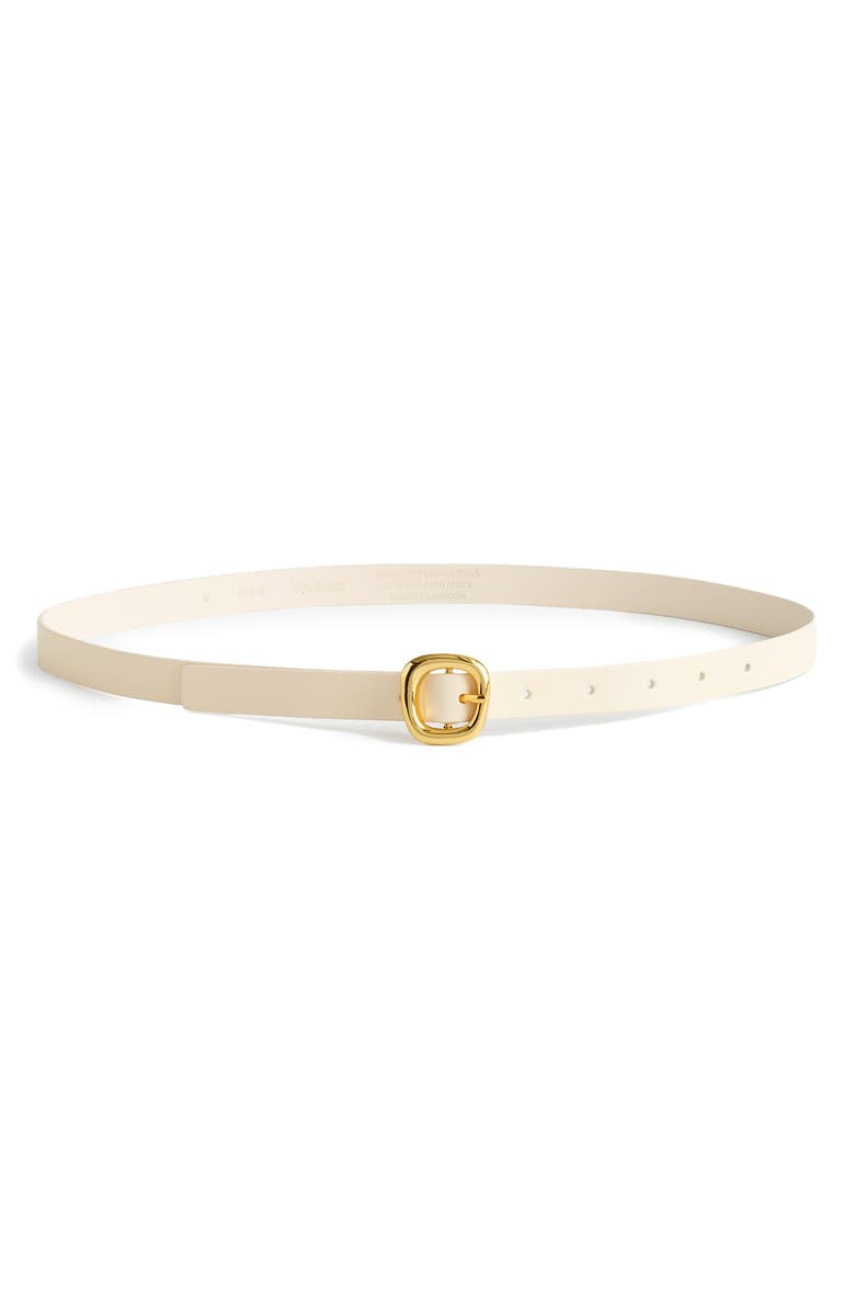 Madewell Puffy Buckle Skinny Leather Belt, Main, color, Ivory