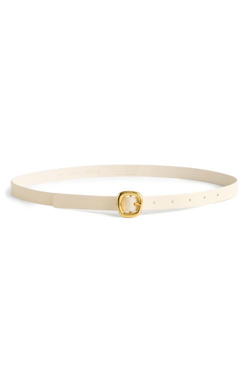 Madewell Sculptural Buckle Leather Skinny Belt In Ivory