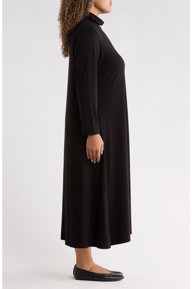 Turtleneck Long Sleeve Maxi Dress, Alternate, color, BLACK